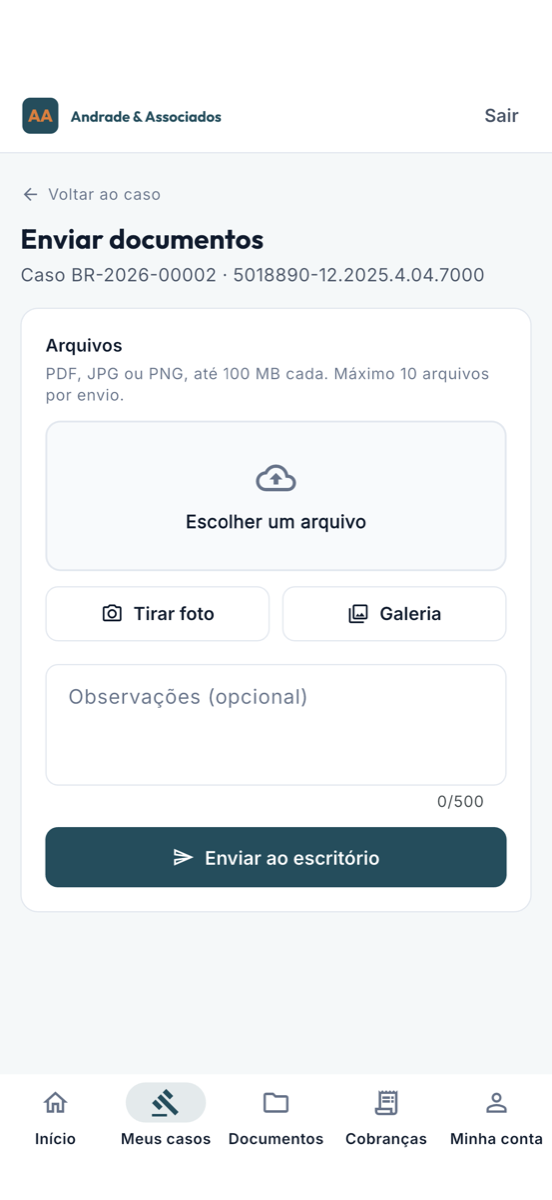 Envio de documentos pela câmera do celular